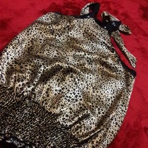 Cheetah print open back top